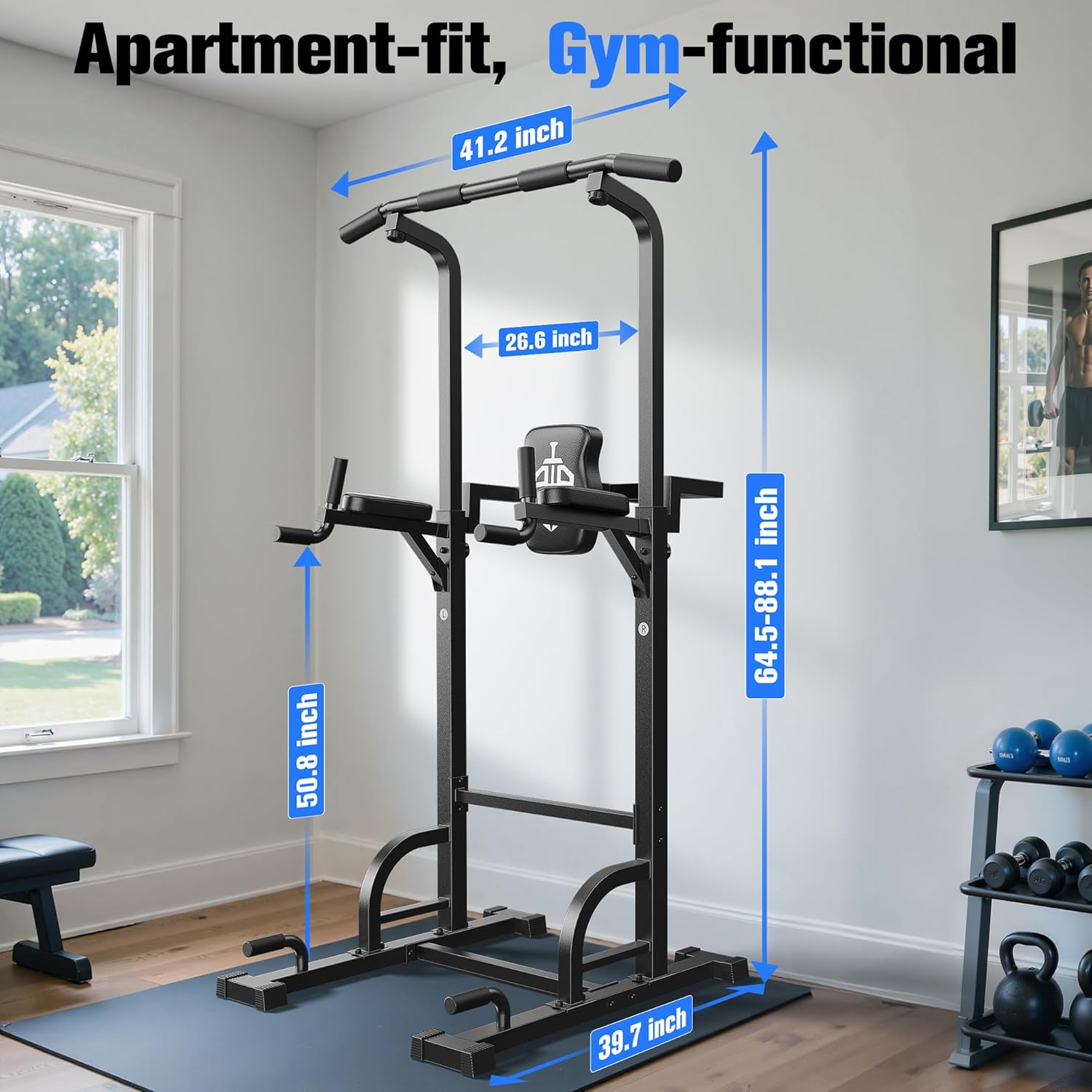 Sportsroyals Power Tower Pulp Up Bar Station, 450 lbs stable suspended immersion tilt station wourant