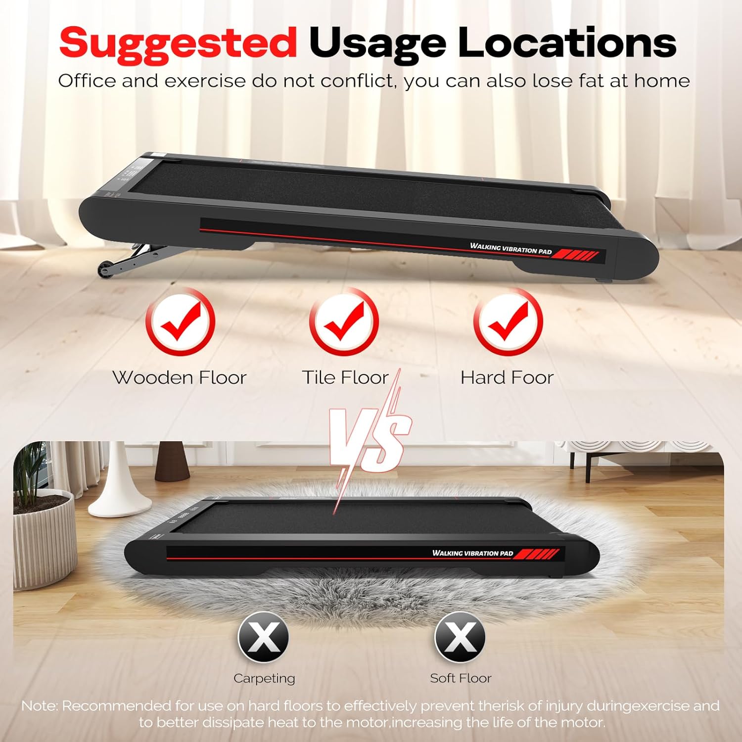Sperax Walking Vibration Pad with APP, 3 in 1 Under Desk Treadmill, 2.5HP Low Noise Walking Treadmill Pad with Remote Control,Portable Treadmills for Home Office wourant