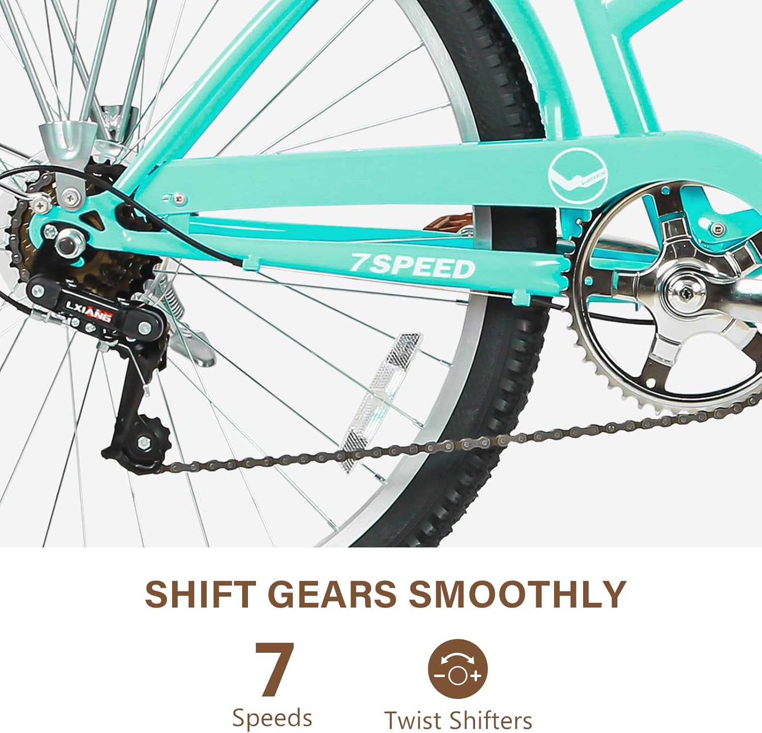 WEIZE Beach Cruiser Bike, 26 inch Commuter Bicycle for Adult Men and Women, 7-Speed/High-Carbon Steel/Front & Rear Fenders, Comfortable City Bikes with Rear Rack or Basket, Ergonomic Upright Design wourant