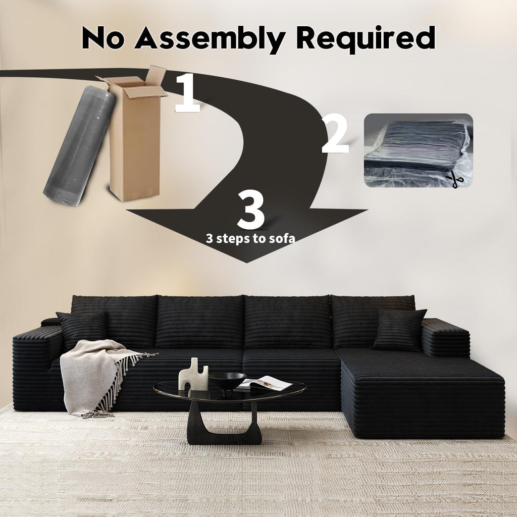 107.5" Cloud Modular Sectional Sofa Couch with L-Shape Chaise,Modern Minimalist Upholstered Couches wourant