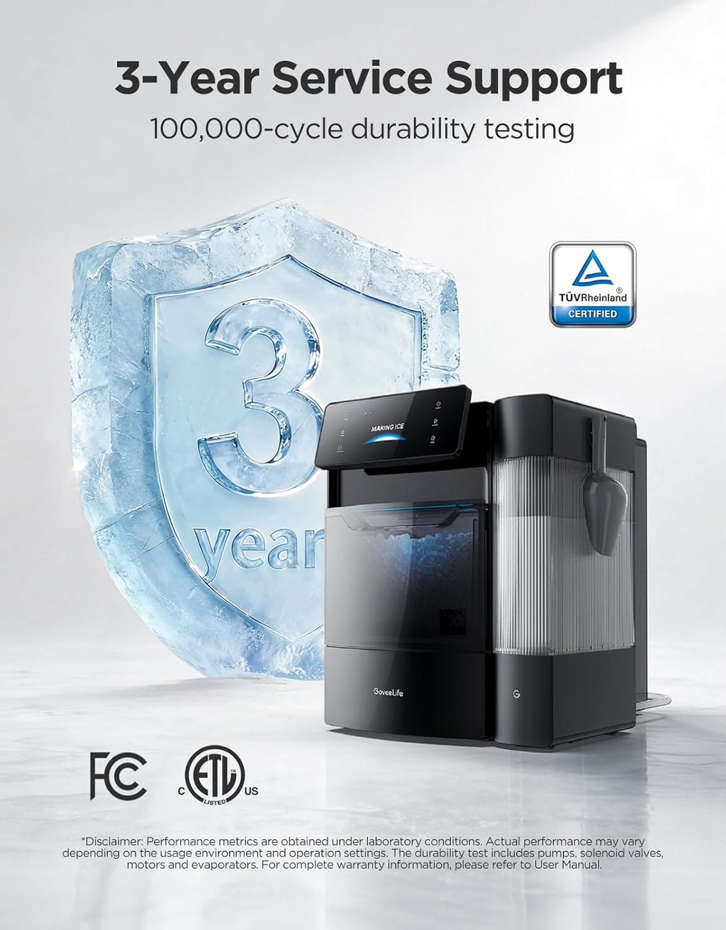 GoveeLife Smart Nugget Ice Maker Pro, 60lbs Daily, 6-Minute First Ice, 40dB Ultra-Quiet with AI NoiseGuard, App & Voice Control, Self-Clean, 3.5lbs Basket & Dual Water Tanks, for Home Kitchen, Party woonhhop
