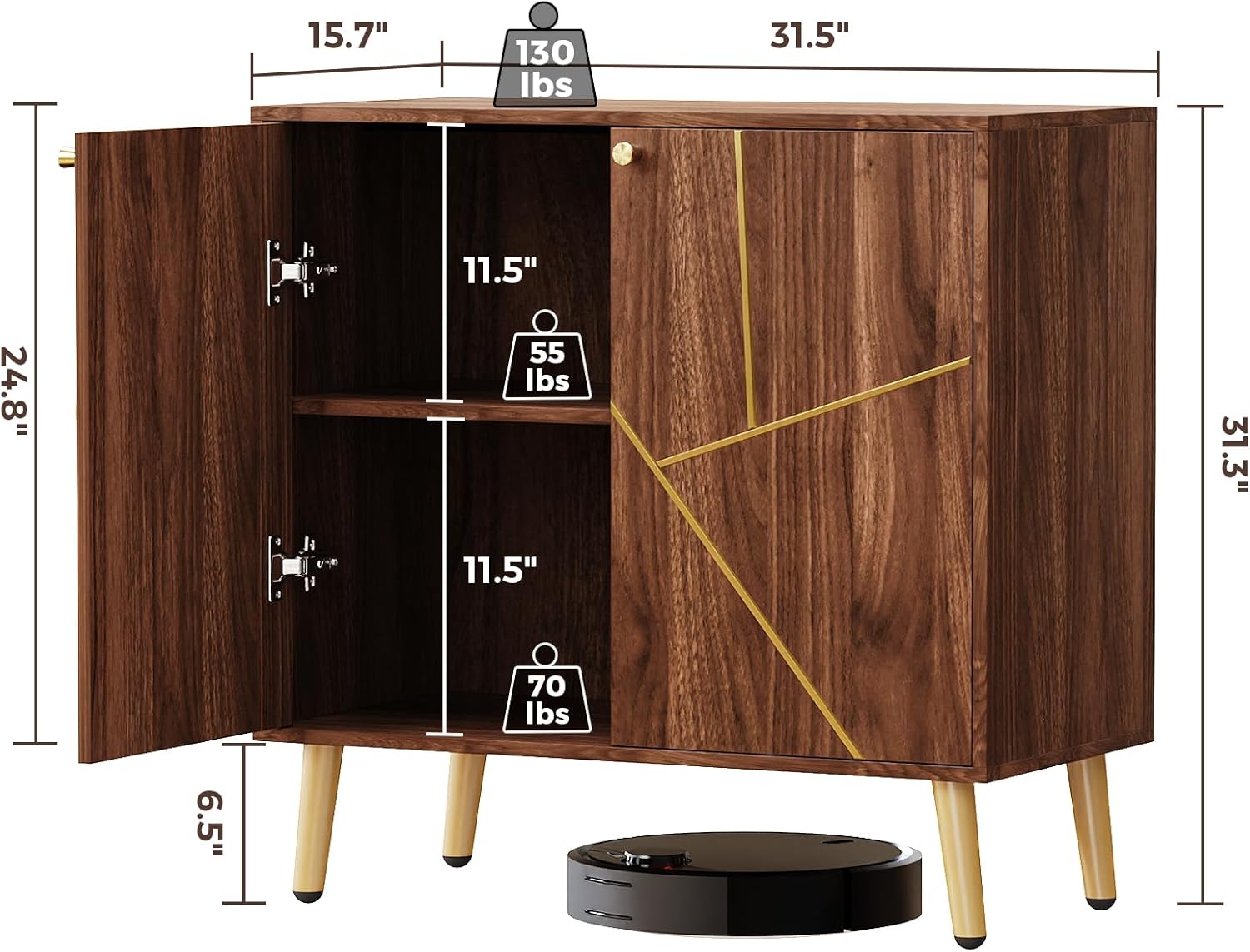 Free Standing Cabinet Black Wood for Living Room, Bedroom, Dining Room, Hallway, Entryway wourant