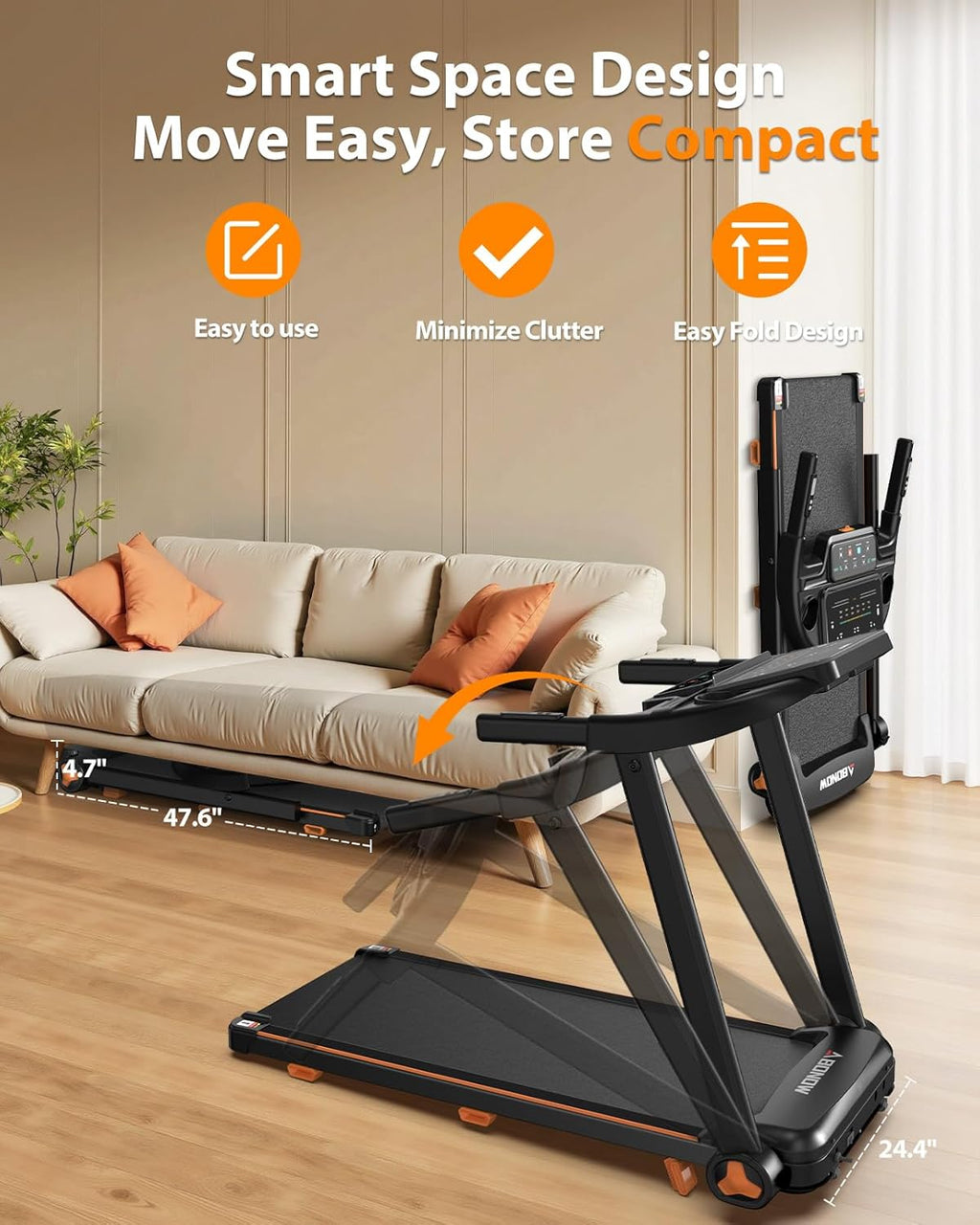 Foldable Treadmill for Home with Incline Extra Large Dual LED Screen Home Office Treadmills wourant