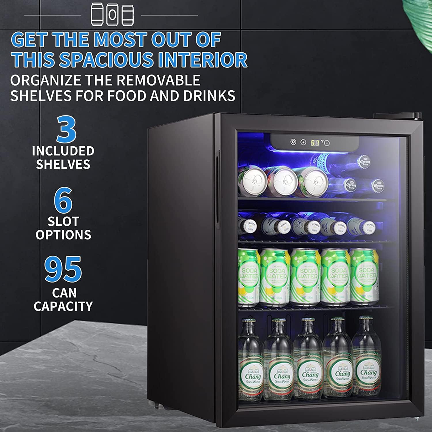 Antarctic Star Beverage Refrigerator Cooler 68 Can, Mini Fridge with Glass Door for Beer Drinks Wine,Freestanding Small Fridge with Electronic Temperature Control for Home and Bar,1.7 cu.ft wourant