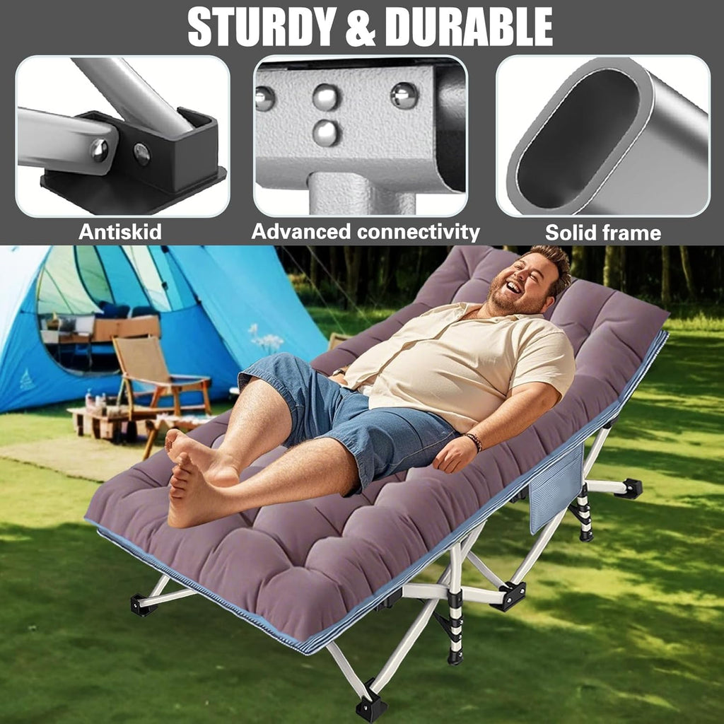 2-pack camping cots with mattresses, comfortable sleeping beds, adult camping cots, 2-person folding beds, heavy-duty sleeping beds wourant