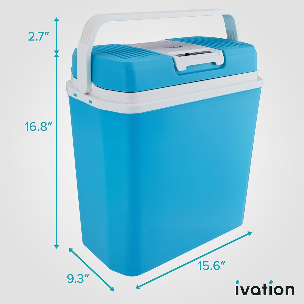 Electric Cooler & Warmer with Handle | 24 L Portable Thermoelectric Fridge for Vehicles & Trucks| 110V AC Home Power Cord & 12V Car Adapter for Camping wourant