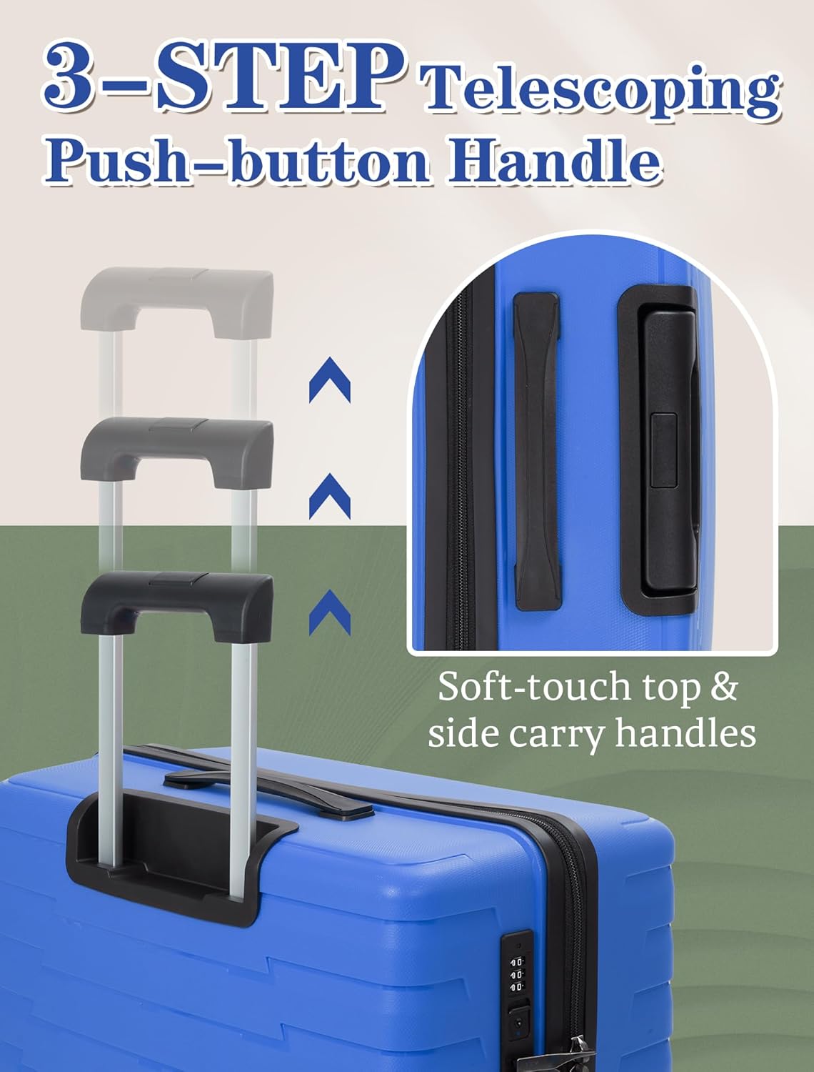 5-piece luggage set with wheels, ABS hardshell suitcase with spinner wheels wourant