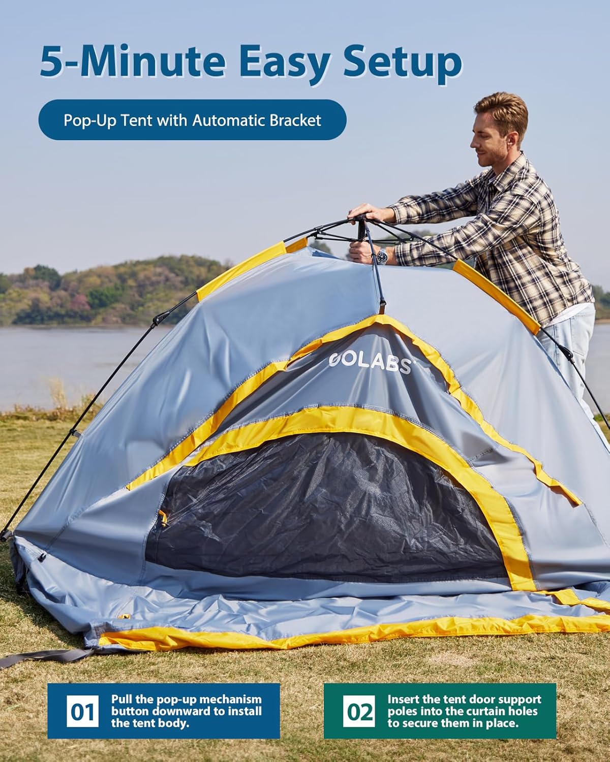 Golabs Truck Bed Tent for 5.5-6.5 Ft Bed, 5-Minute Easy Setup by Pre-Assembled Design, Waterproof PU2000mm, 2-Person Portable with Extra Rainfly Cover for Camping & Outdoor, Includes Storage Bag wourant