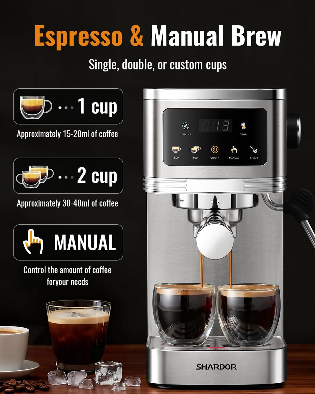 SHARDOR Espresso Machine 20 Bar, Professional Espresso Machine with Milk Frother and Touchscreen wourant