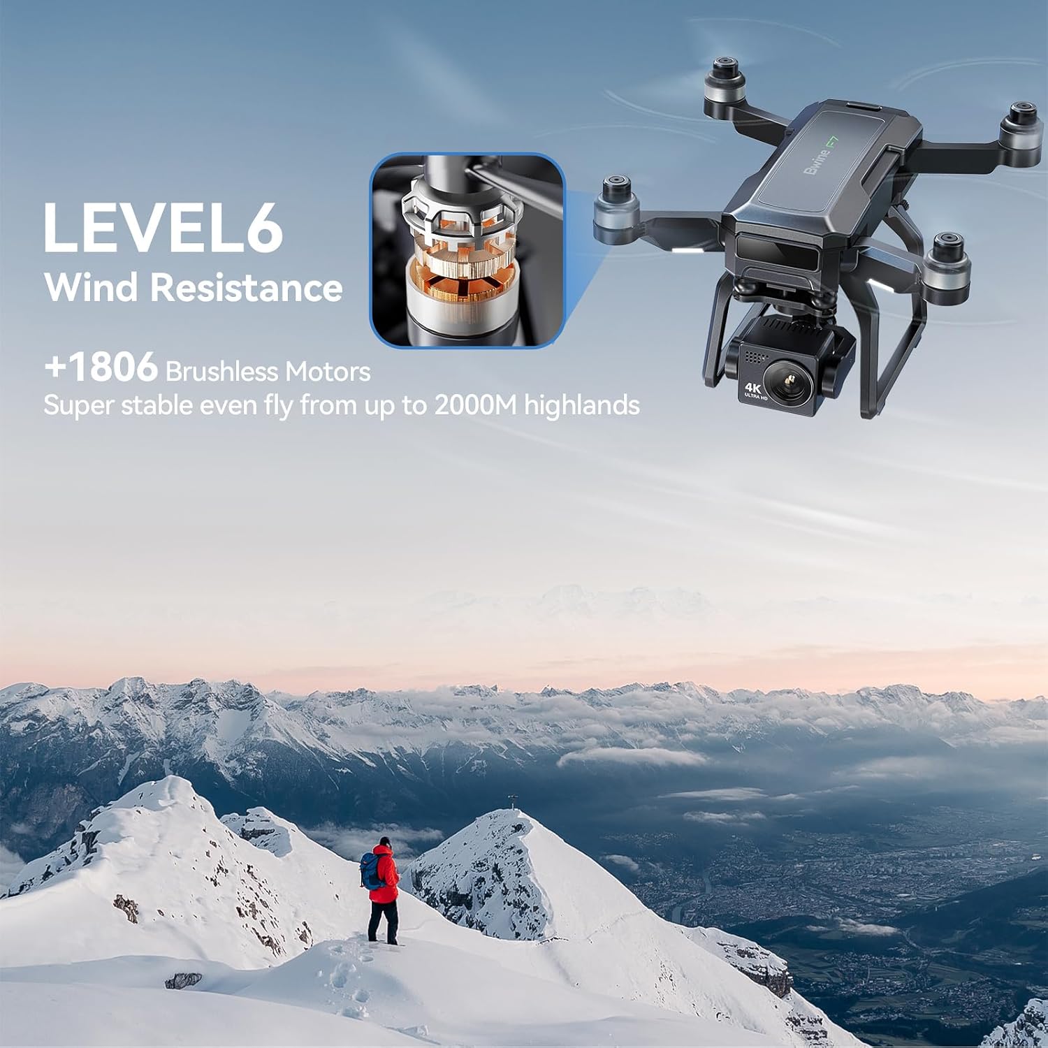 Adult-specific camera drone with 4K UHD aerial photography, 3-axis gimbal, 10,000-foot control, 3 batteries for 75 minutes of flight time, and GPS tracking wourant