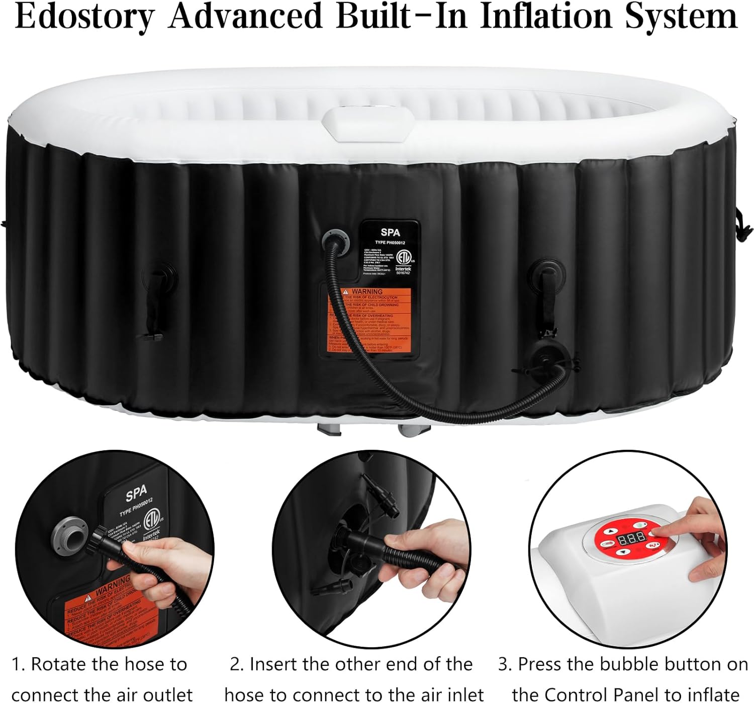 Edostory Hot Tub Inflatable Portable Oval Spa 2 Person Hot Tub with 90 Bubble Jets wourant
