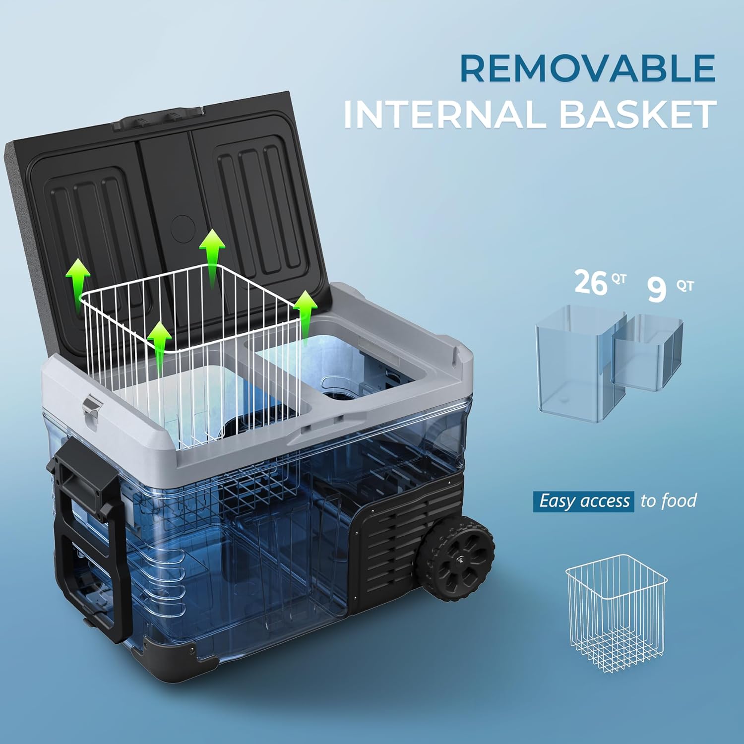 EUHOMY 12 Volt Refrigerator 53QT(50L) Electric Cooler Portable Freezer 12V/24V DC wourant