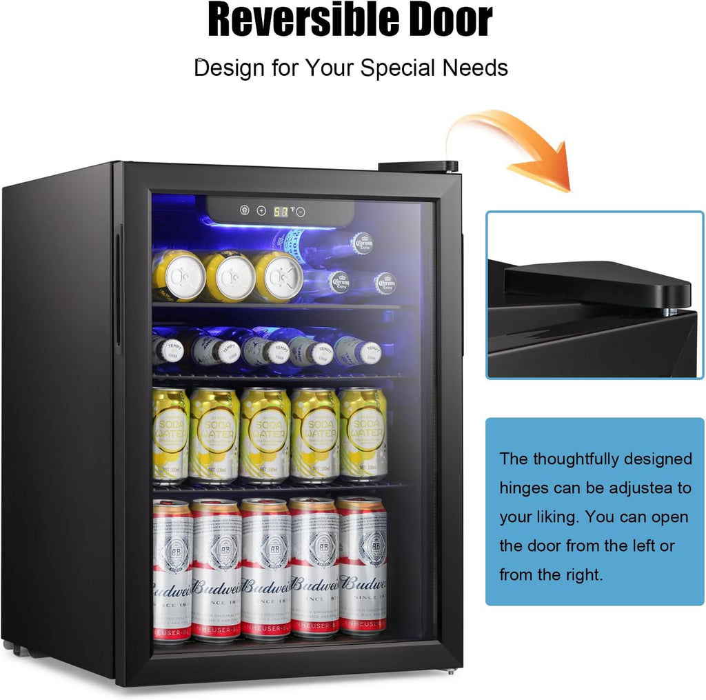 Antarctic Star Beverage Refrigerator Cooler 68 Can, Mini Fridge with Glass Door for Beer Drinks Wine,Freestanding Small Fridge with Electronic Temperature Control for Home and Bar,1.7 cu.ft wourant