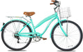 WEIZE Beach Cruiser Bike, 26 inch Commuter Bicycle for Adult Men and Women, 7-Speed/High-Carbon Steel/Front & Rear Fenders, Comfortable City Bikes with Rear Rack or Basket, Ergonomic Upright Design wourant
