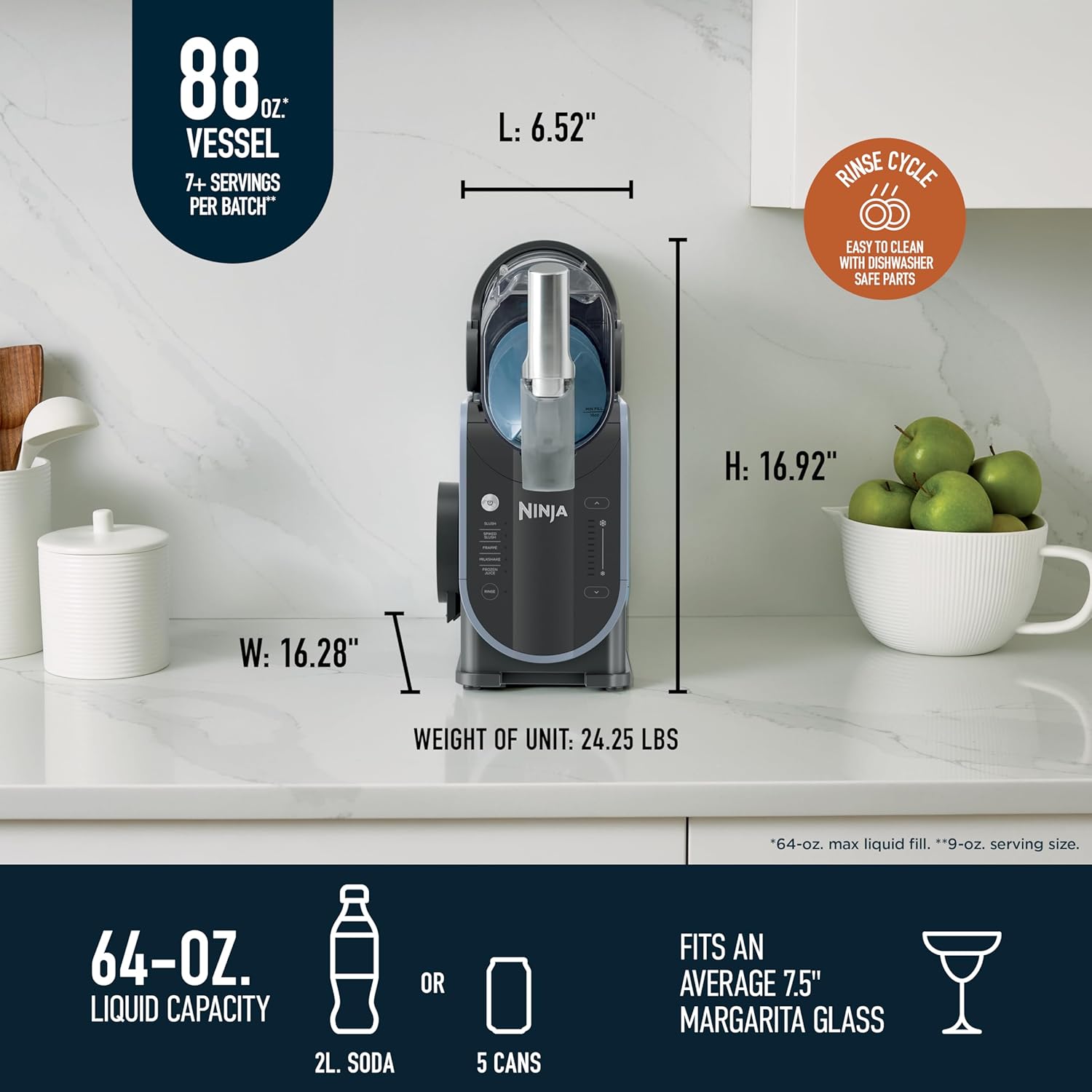 Ninja SLUSHi with RapidChill Technology, 88 oz. Frozen Drink & Slushie Machine, 5 Preset Programs, Margaritas, Frappés, and More wourant