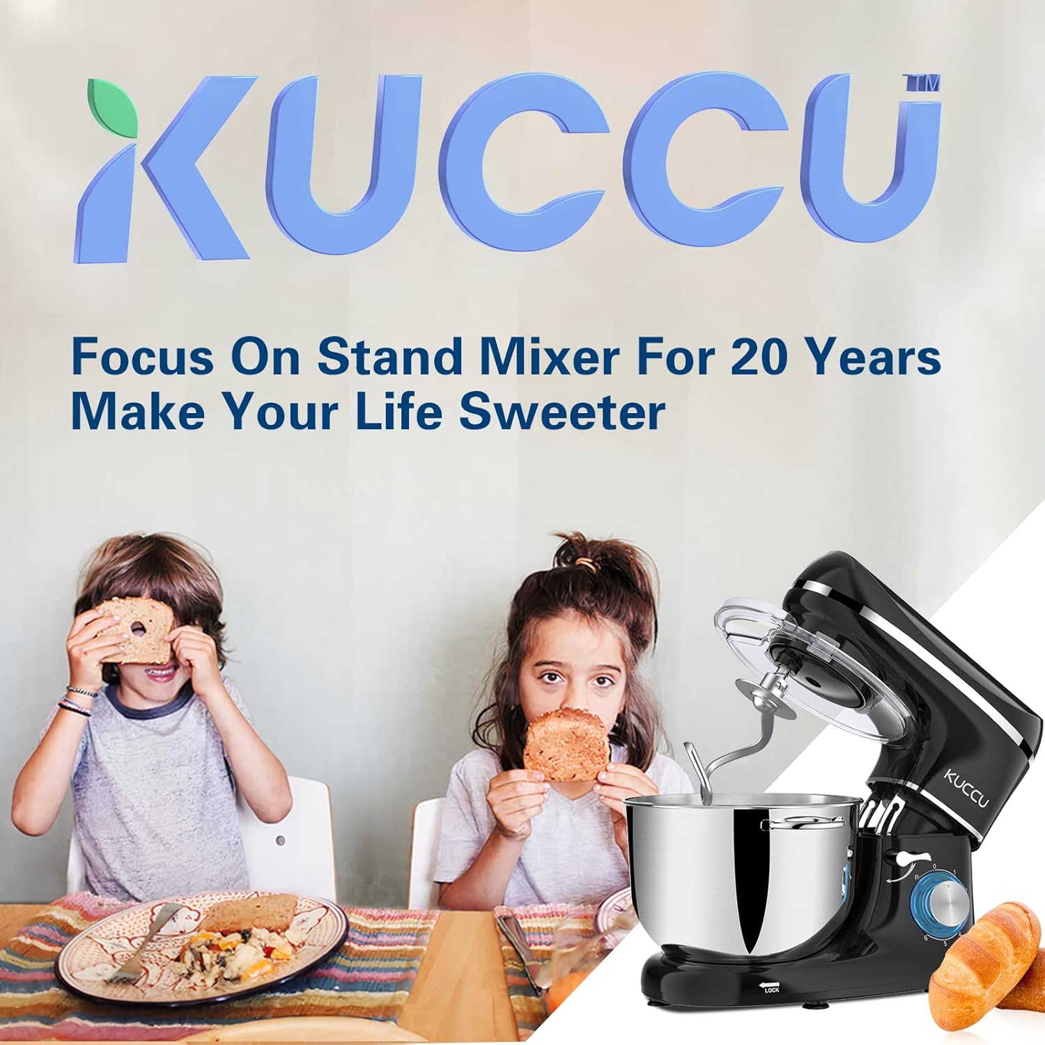 Stand Mixer 6.5 Qt 660W 6-Speed Tilt-Head Food Dough Mixer, Kitchen Electric Mixer with Stainless Steel Bowl,Dough Hook,Whisk, Beater, Egg white separator wourant