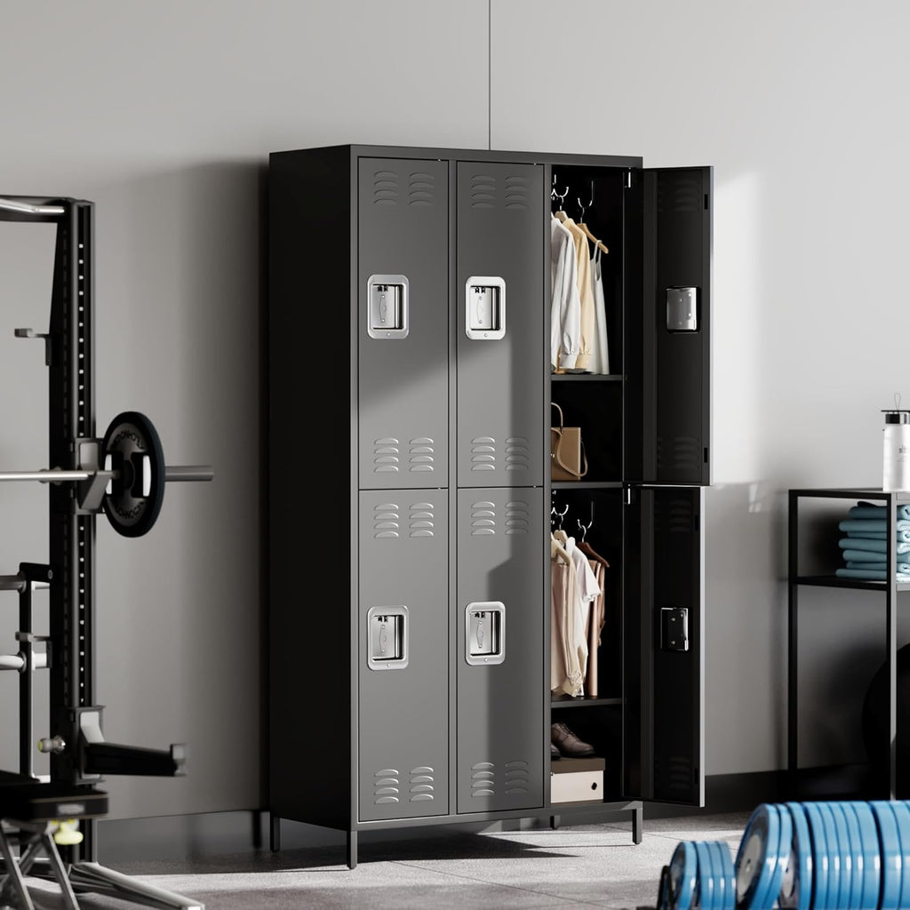 GAOMON Locker for Employees, 6 Doors Locker Cabinet with Hooks, Storage Locker for Home, Office, Gym, School, Assembly Required, Black wourant