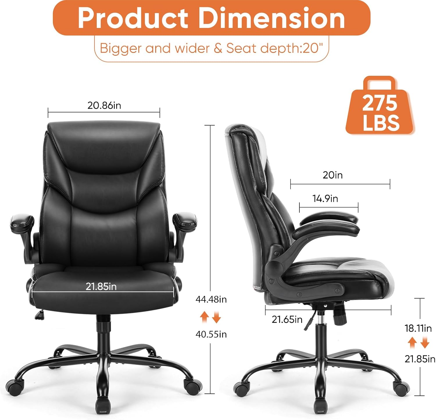 Ergonomic Office Chair Heavy Duty Work Desk Chair Adjustable Swivel Rolling Chair with Wheels wourant