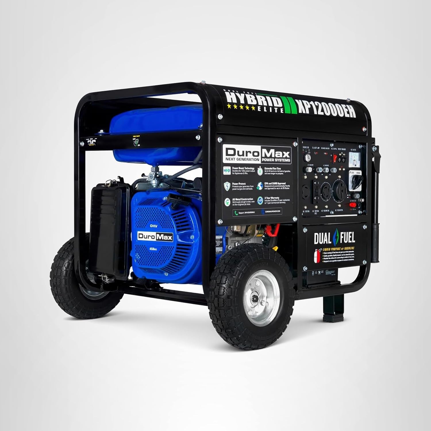 DuroMax XP13000EH 13,000-Watt Dual Fuel Portable Generator Gas & Propane Electric Start wourant