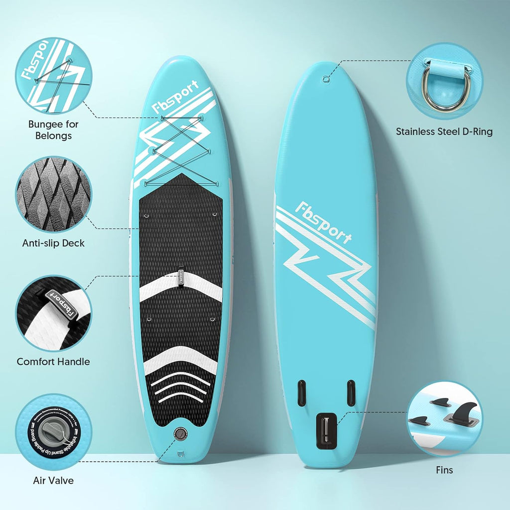 FBSPORT 11' Premium Stand Up Paddle Board, Yoga Board with Durable SUP Accessories & Carry Bag | Wide Stance, Surf Control, Non-Slip Deck, Leash, Paddle and Pump for Youth & Adult wourant