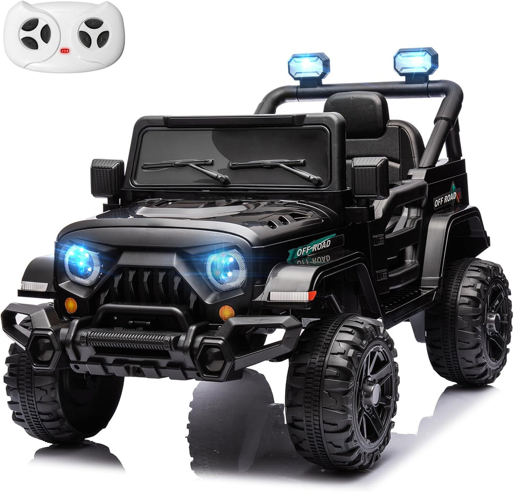 12V Kids Electric Ride on Truck Car Remote Control, Twin 35W Motors 3.5MPH Max Speed, Bluetooth USB Music Player, 4 Wheels Suspension LED Lights Safety Belt, Gift for Boy & Girl-Rosy wourant