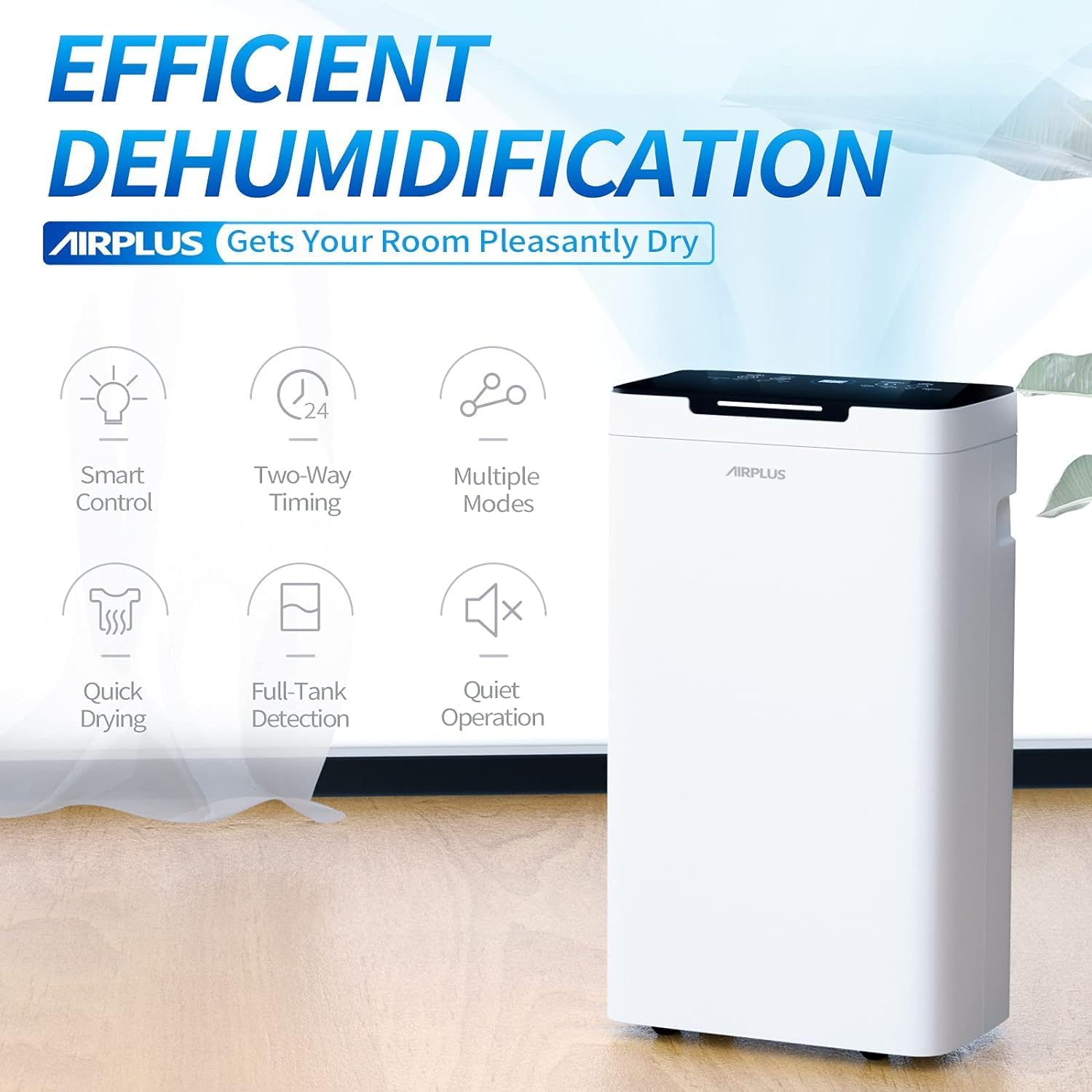 AIRPLUS 1,500 Sq. Ft Dehumidifier for Basement, 30 Pints Powerful Dehumidifier for Home, Large Rooms, Bedrooms, Sufficient Capacity Water Tank with Drain Hose (AP1907) wourant