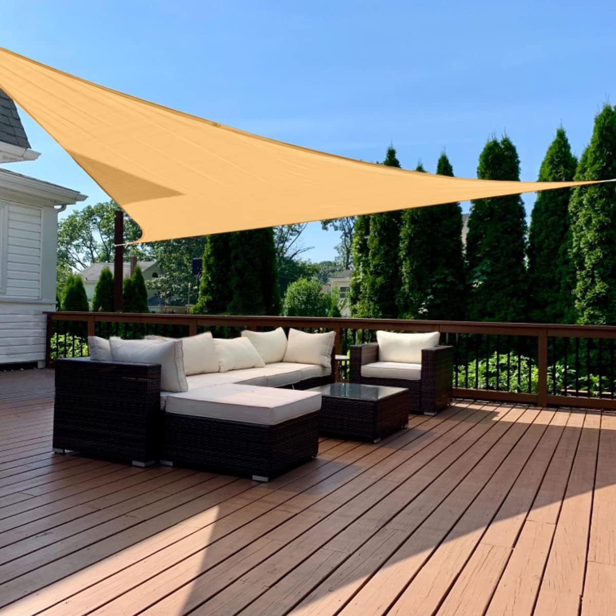 Quictent 20X20FT 185G HDPE Square Sun Shade Sail Canopy 98% UV Block Outdoor Patio Garden with Hardware Kit (Brown) woonhhop