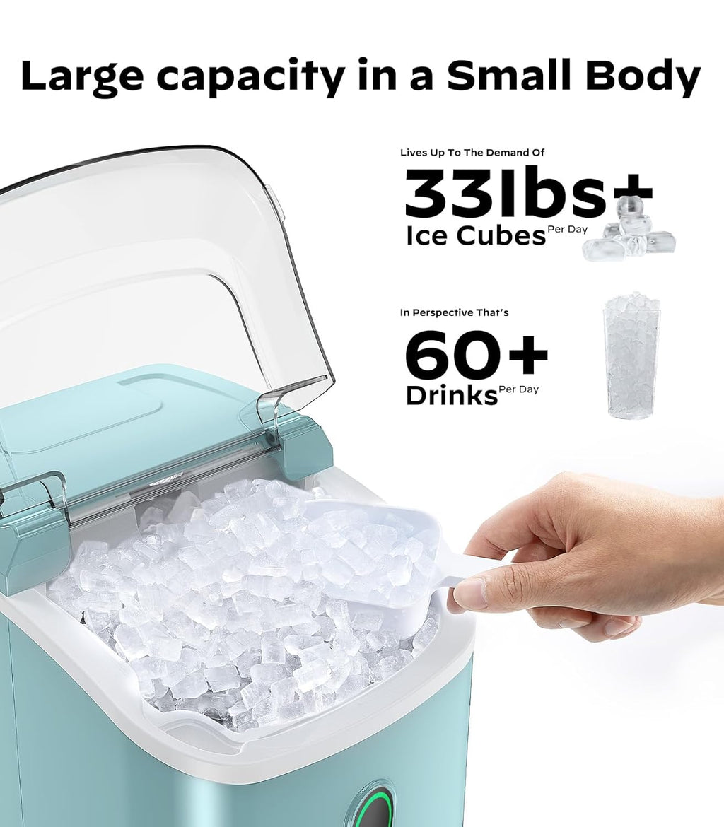 Nugget Ice Maker Countertop, Silonn Chewable Pellet Ice Machine with Self-Cleanin Function, 33lbs/24H Portable Ice Makers for Home Kitchen Officce, Black wourant