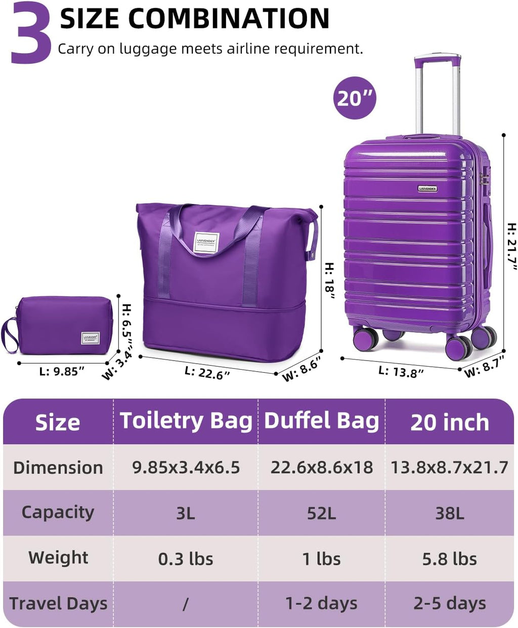 6-piece luggage set, expandable hardshell suitcase set with spinner wheels, lightweight rolling luggage set wourant