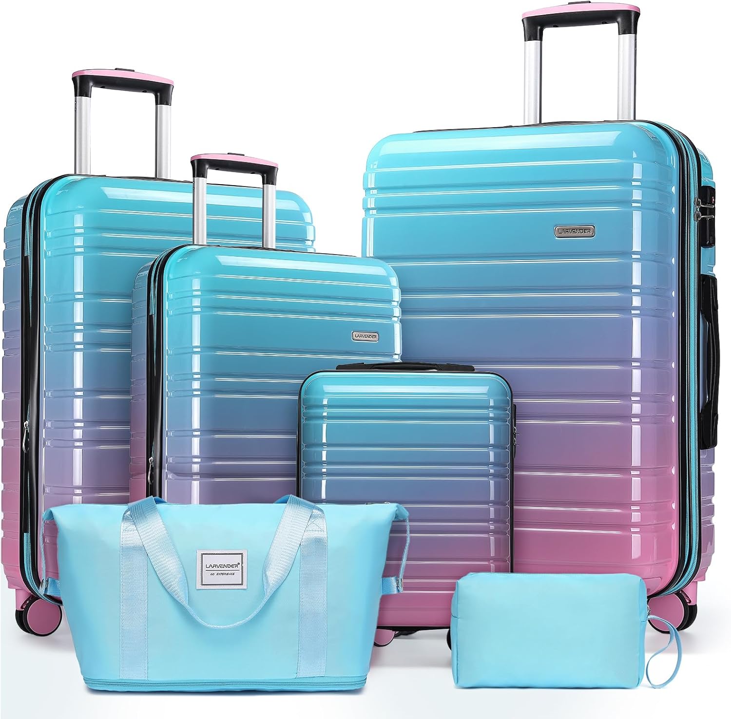 6-piece luggage set, expandable hardshell suitcase set with spinner wheels, lightweight rolling luggage set wourant