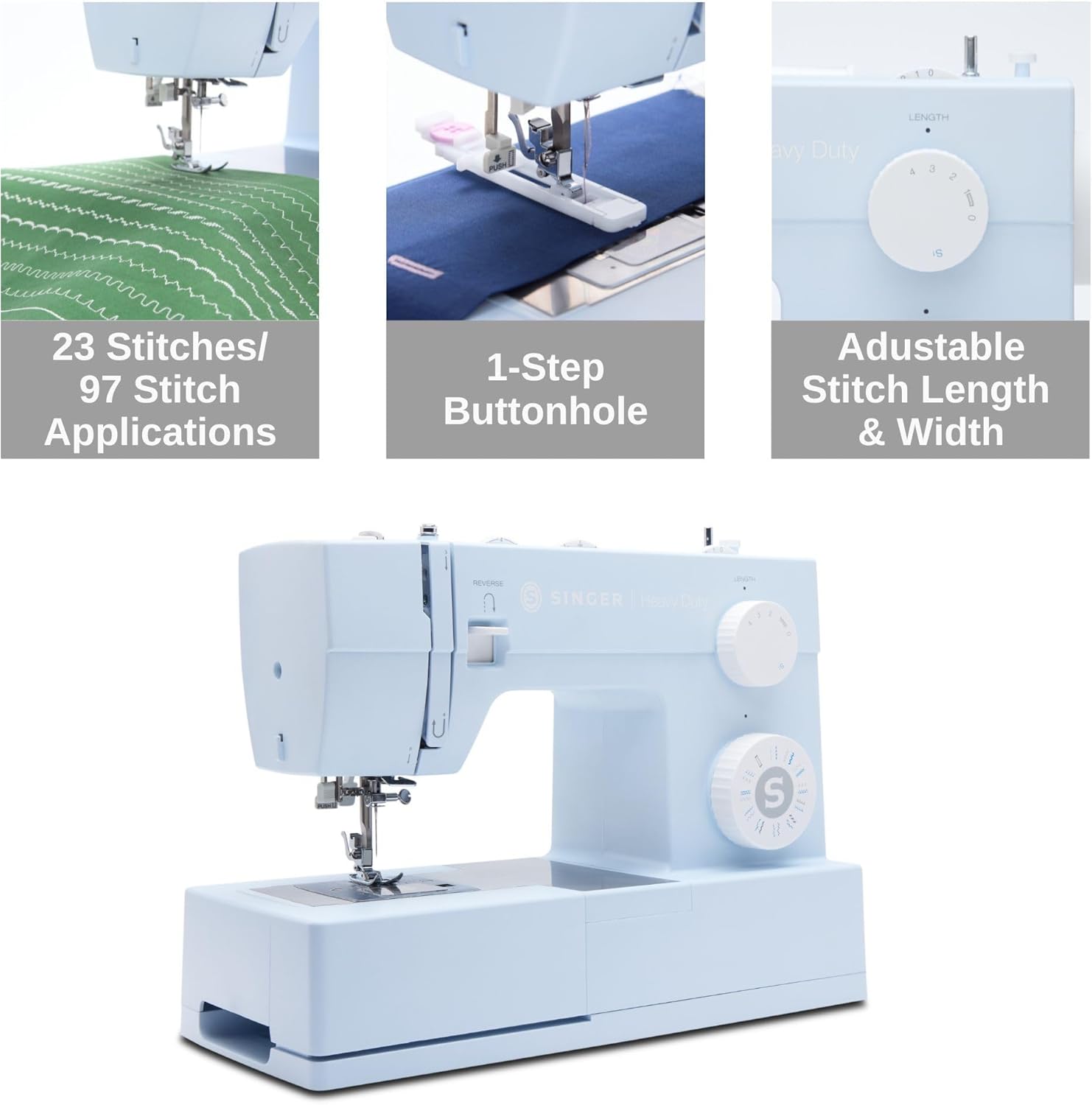 SINGER Heavy Duty 4423 High Speed Sewing Machine with Accessory Kit | Strong Motor With Enhanced Piercing Power, 97 Stitch Applications, Full Metal frame, 1-step Buttonhole & LED Light wourant