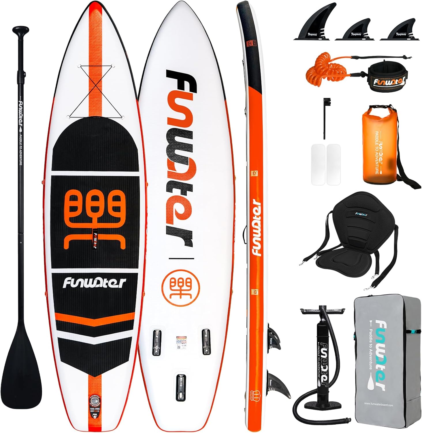 FunWater Inflatable Stand Up Paddle Board with Premium SUP Paddle Accessories, Non-Slip EVA Deck, 11'/10'6' Paddle wourant