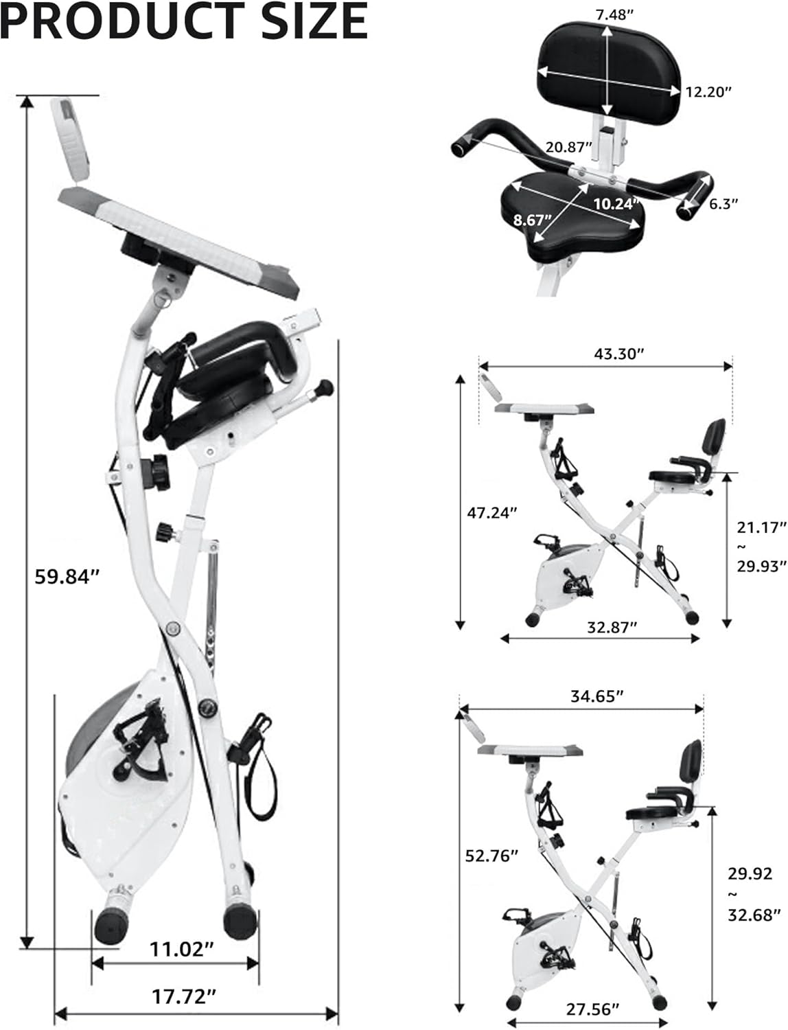 Foldable Exercise Bike Stationary Bikes for Home, 5 IN 1 Indoor Workout Bike, Cycling Bike with 16-Level Quiet Magnetic Resistance, 6.6 LBS Flywheel and 300LBS Capacity, 2025 Designed 817 X-bike wourant