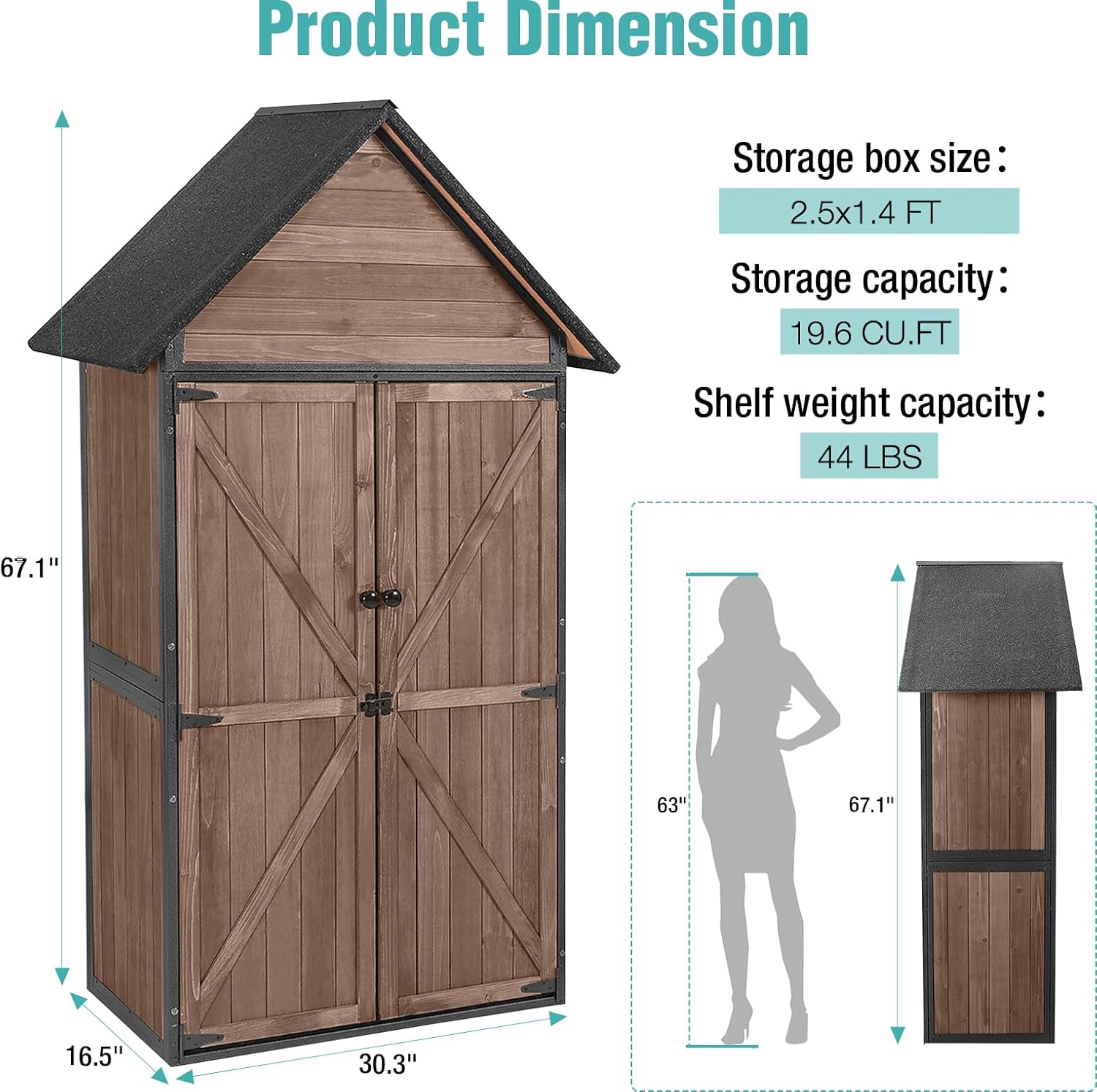 Sheds Outdoor Storage Garden Shed with Metal Frame Structure and Adjustable Shelves wourant