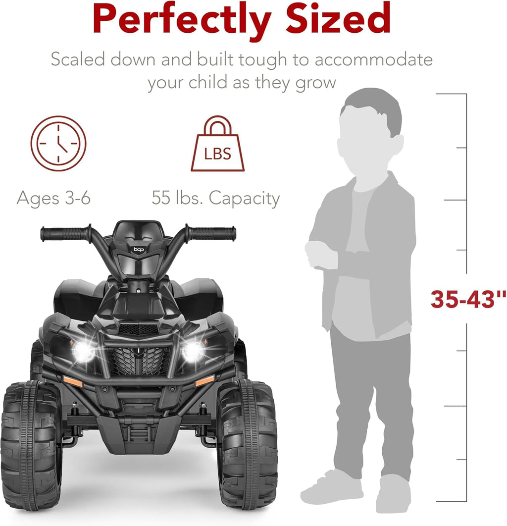 Best Choice Products 12V Kids Ride-On Electric ATV, 4-Wheeler Quad Car Toy w/Bluetooth Audio, 2.4mph Max Speed, Treaded Tires, LED Headlights, Radio wourant