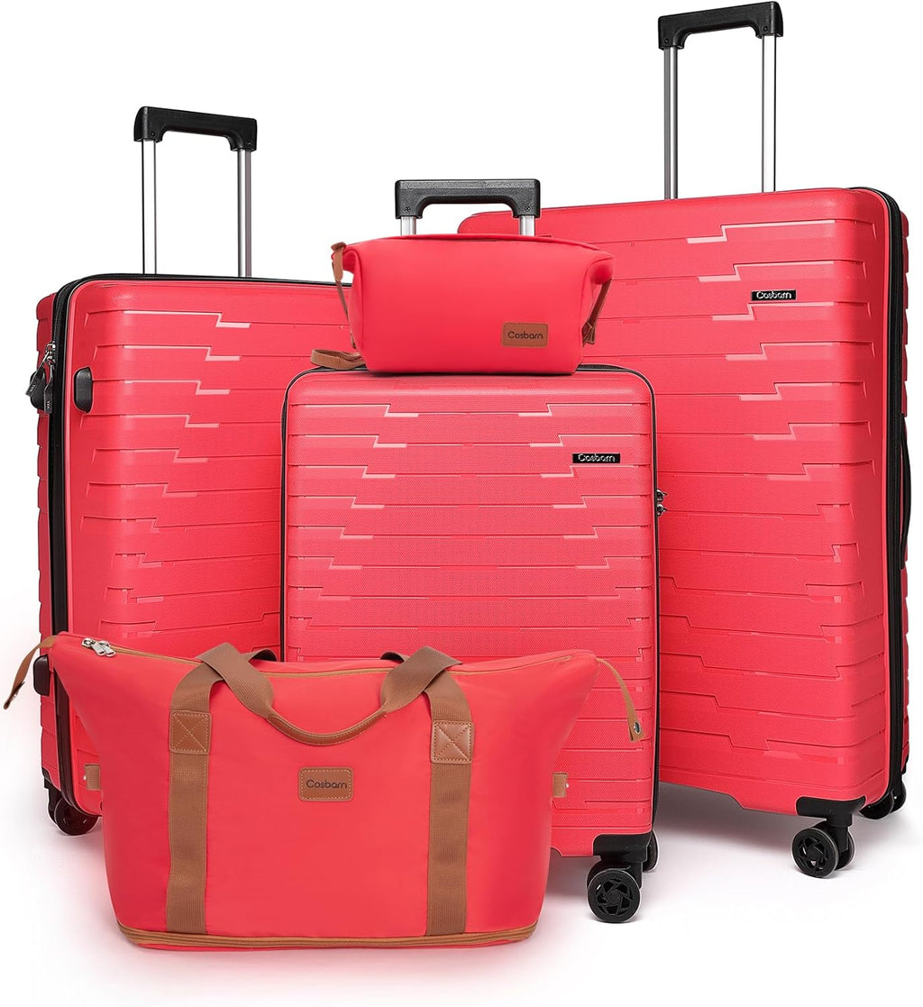 5-piece luggage set with wheels, ABS hardshell suitcase with spinner wheels wourant