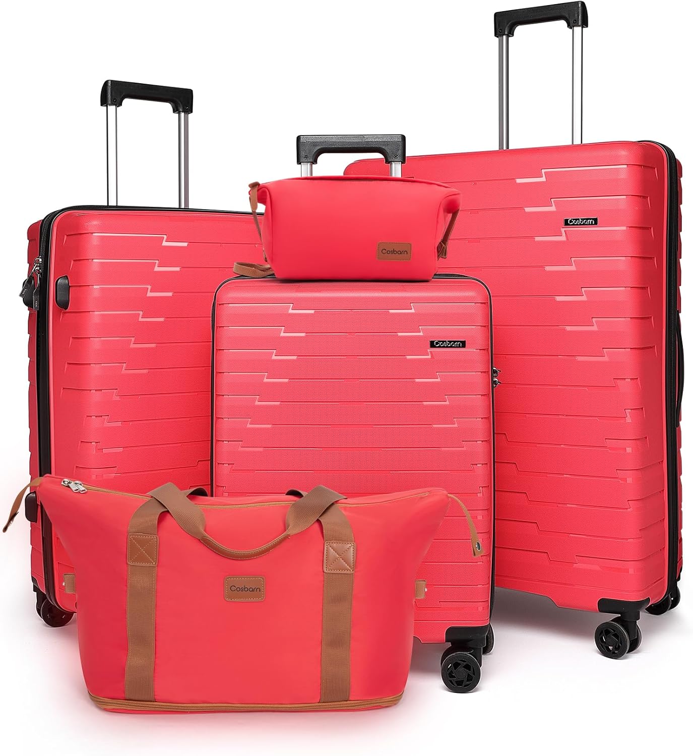 5-piece luggage set with wheels, ABS hardshell suitcase with spinner wheels wourant