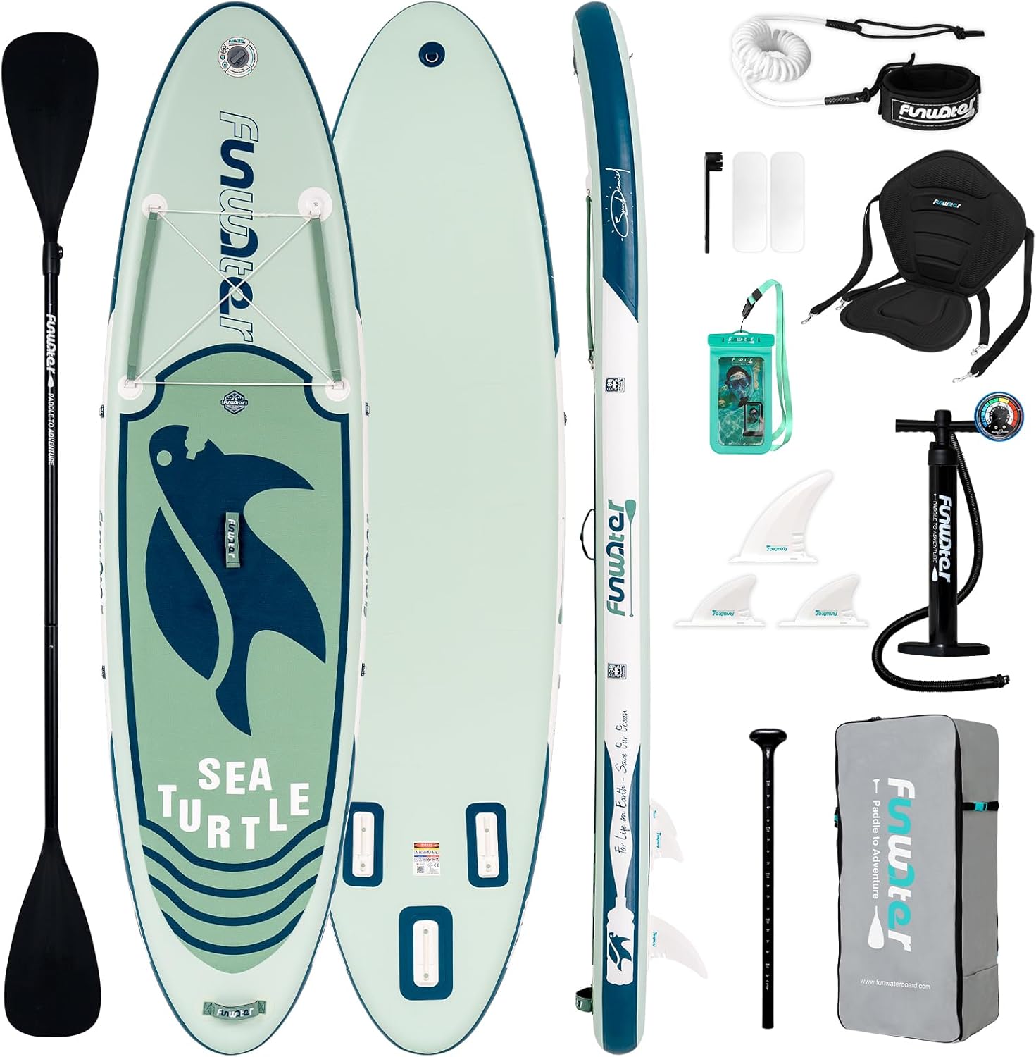 FunWater Inflatable Stand Up Paddle Board with Premium SUP Paddle Accessories, Non-Slip EVA Deck, 11'/10'6' Paddle wourant