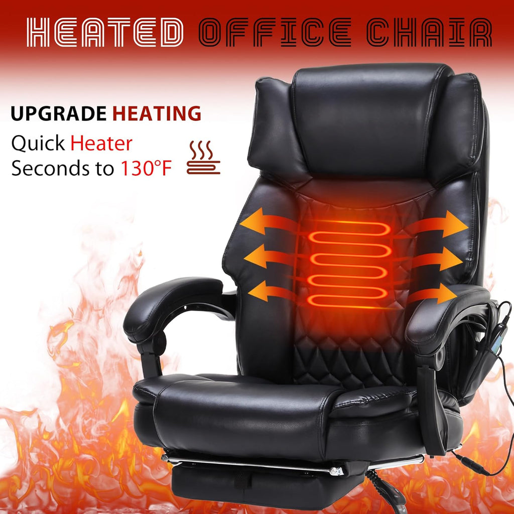 Massage Office Chair with Footrest 6 Point Vibration and Heating Home Executive Office Desk Chair wourant