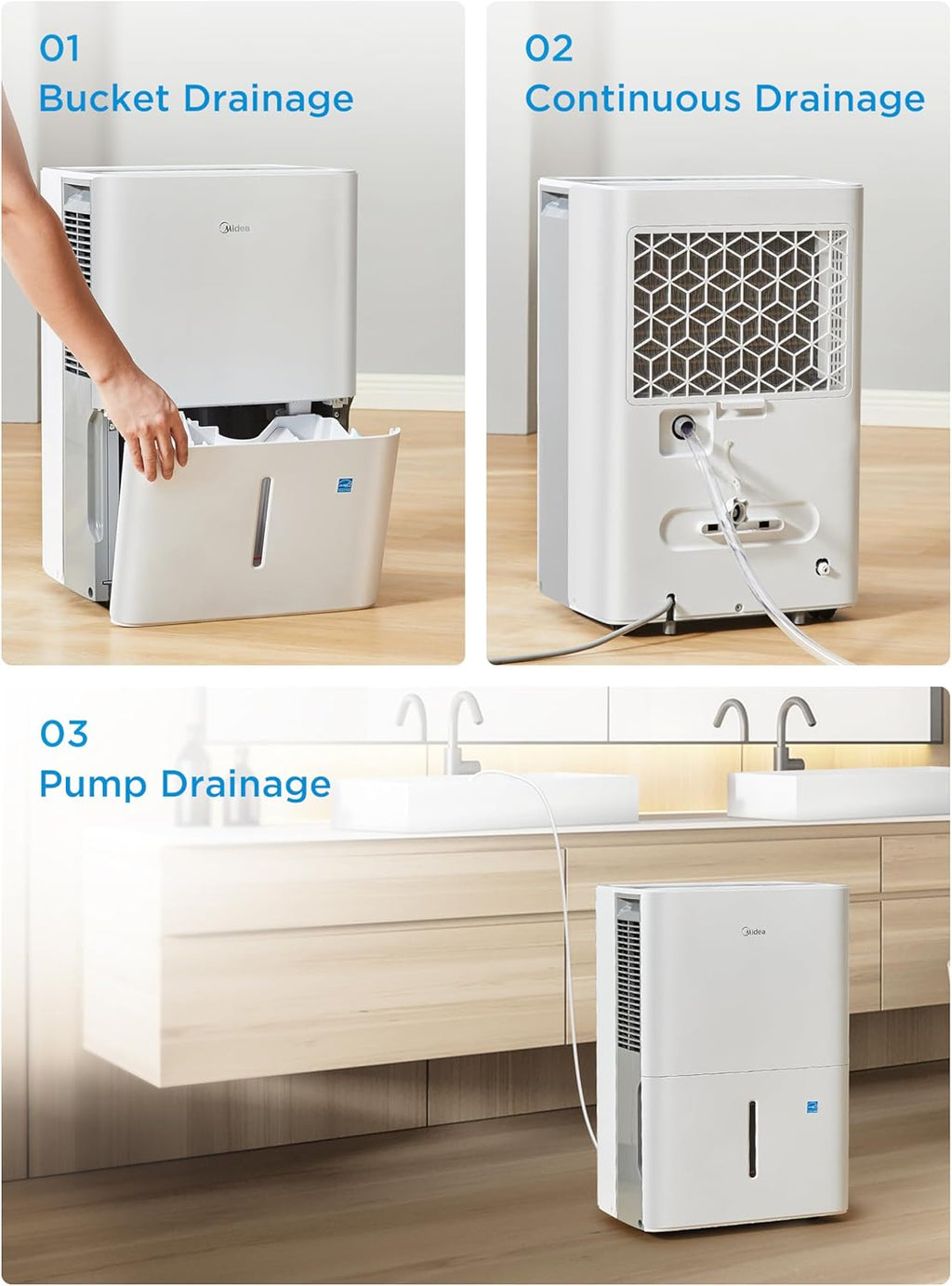 Midea 4,500 Sq. Ft. Dehumidifier With Pump Included, Energy Star Certified, 50 Pint - Ideal For Basements, Large & Medium Sized Rooms, And Bathrooms (White) wourant