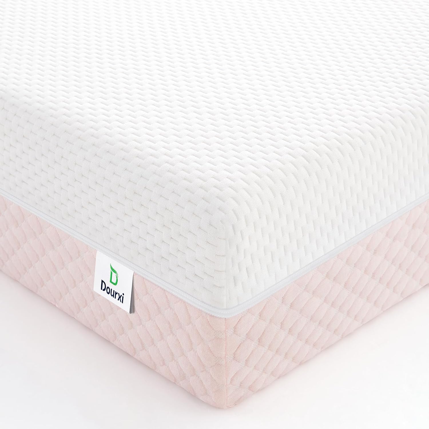 Crib Mattress, Dual Sided Comfort Memory Foam Toddler Bed Mattress, Triple-Layer Breathable Premium Baby Mattress for Infant and Toddler w/Removable Outer Cover - White&Grey woonhhop
