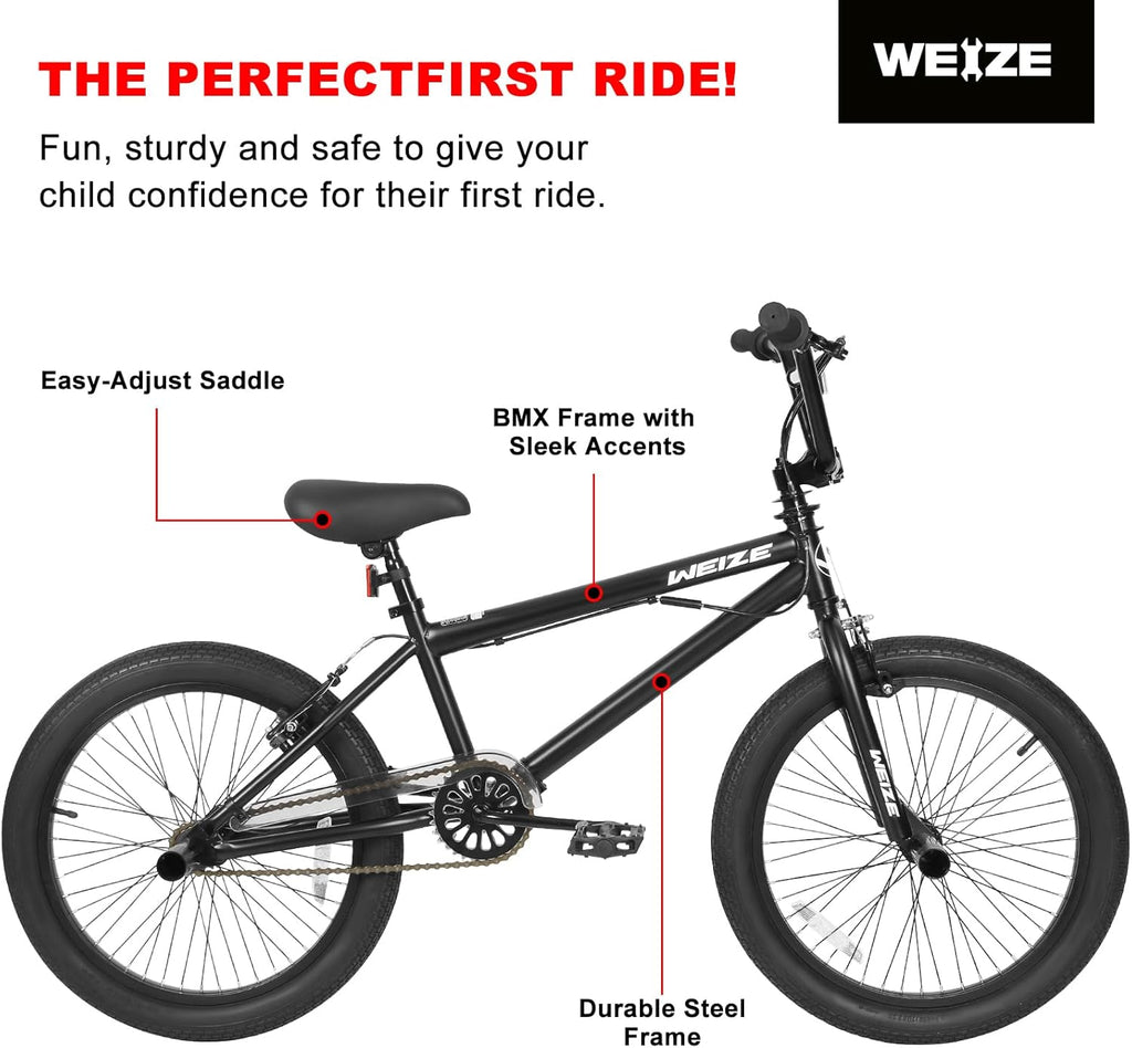 WEIZE Freestyle BMX Bicycle 20 Inch Stunt Bike for Kids and Adults Men and Women High Strength Steel Frame 360 Degree Rotor Freestyle wourant