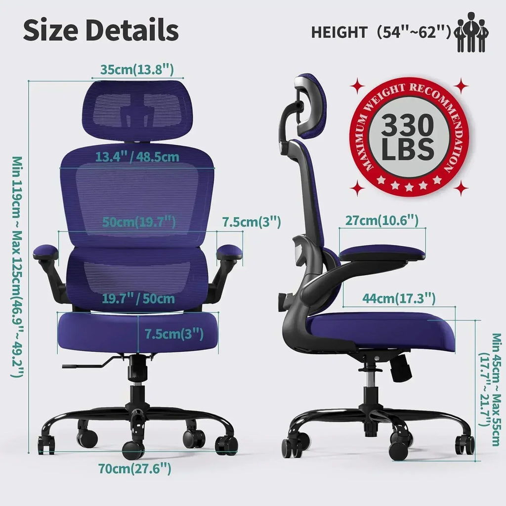 Office Chair Ergonomic Desk Chair 330 lbs Home Mesh Desk Chair Comfortable Gaming Chair wourant