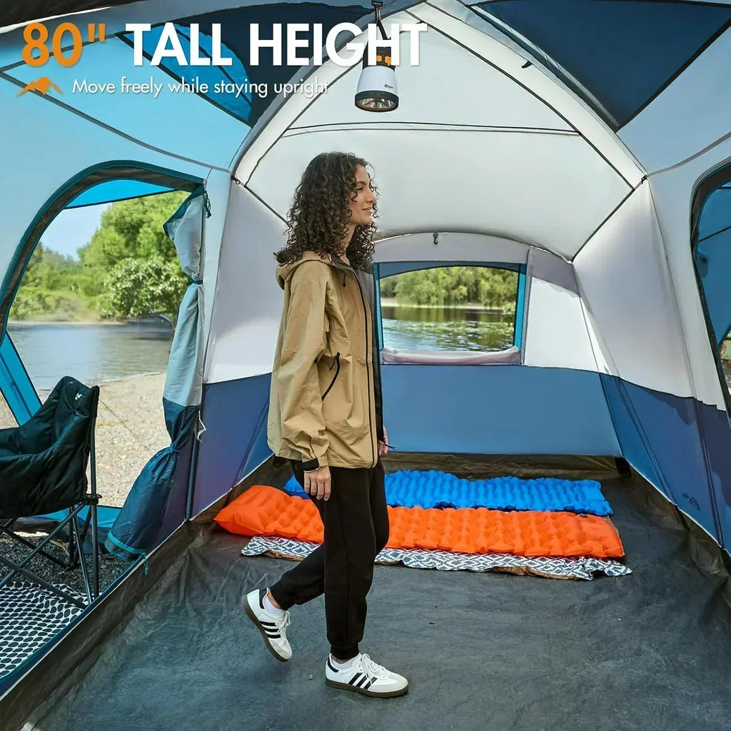 PORTAL 6/8/10 Person Family Camping Tent with Screen Room Water Resistant Big Tunnel Tent wourant