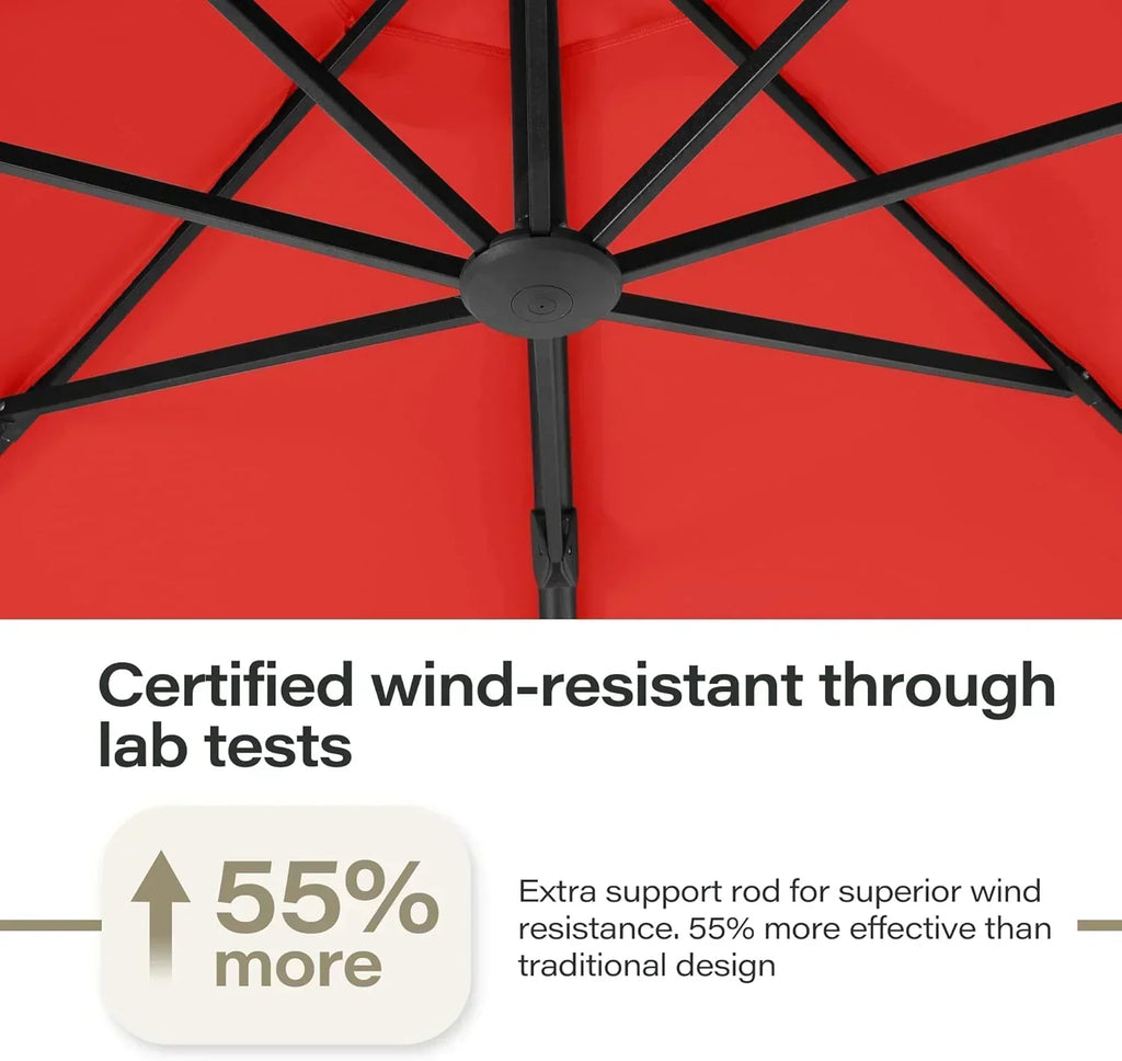 LAUSAINT HOME Outdoor Patio Umbrella with Base included 11 FT Deluxe Curvy Cantilever Umbrella wourant