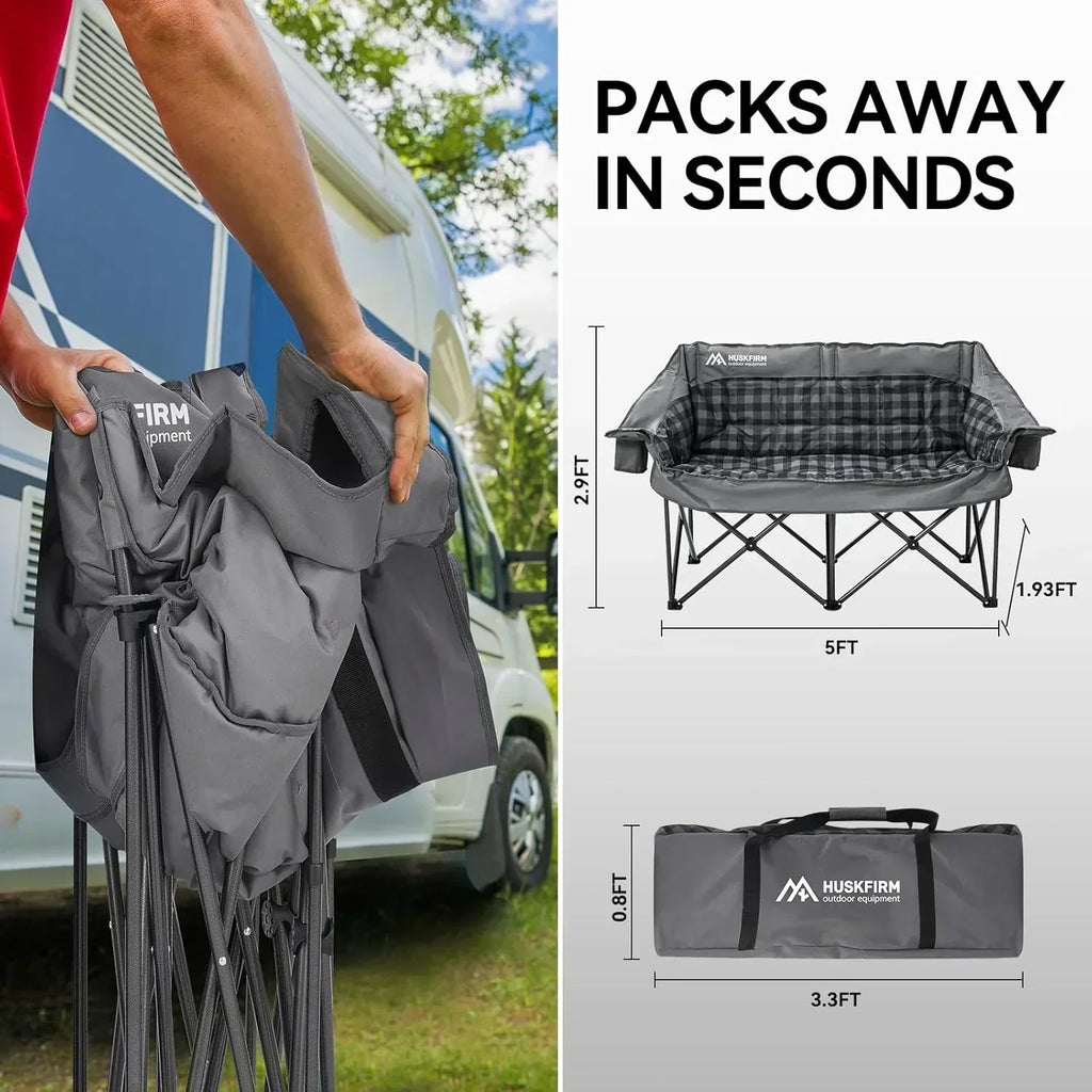 Camping Chair Upholstered Loveseat Heavy Duty Extra Large Camping Sofa Folding Sofa wourant