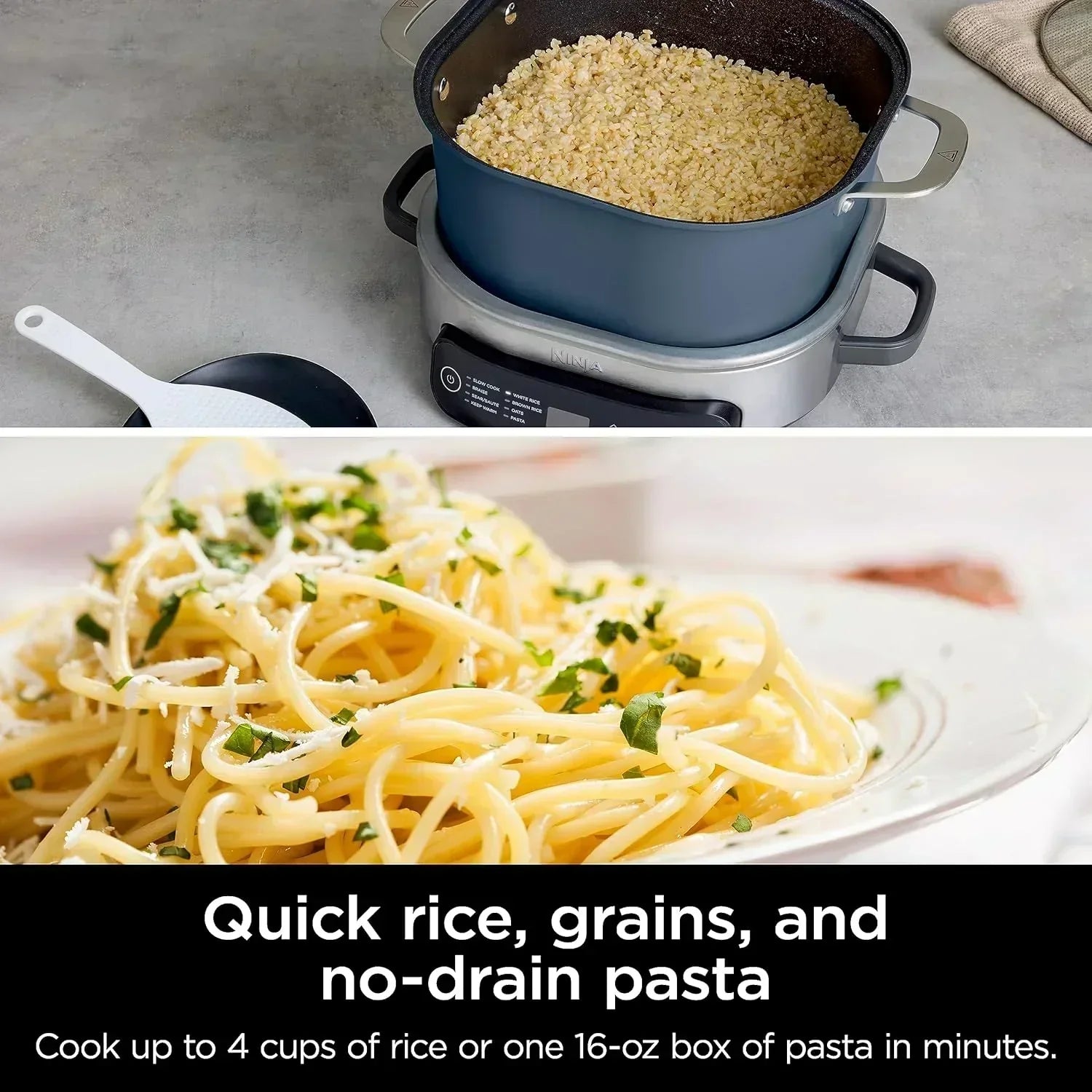 Ninja Slow Cooker 8.5 Quart Multi Cooker with Dutch oven steamer glass lid with integrated spoon wourant