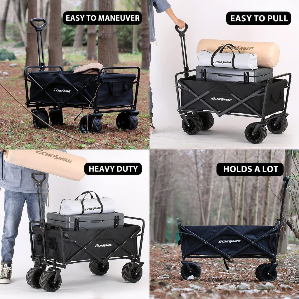 Heavy Duty 350 lb Capacity Foldable Caravan Outdoor Folding Camping Caravan Portable Grocery Cart wourant