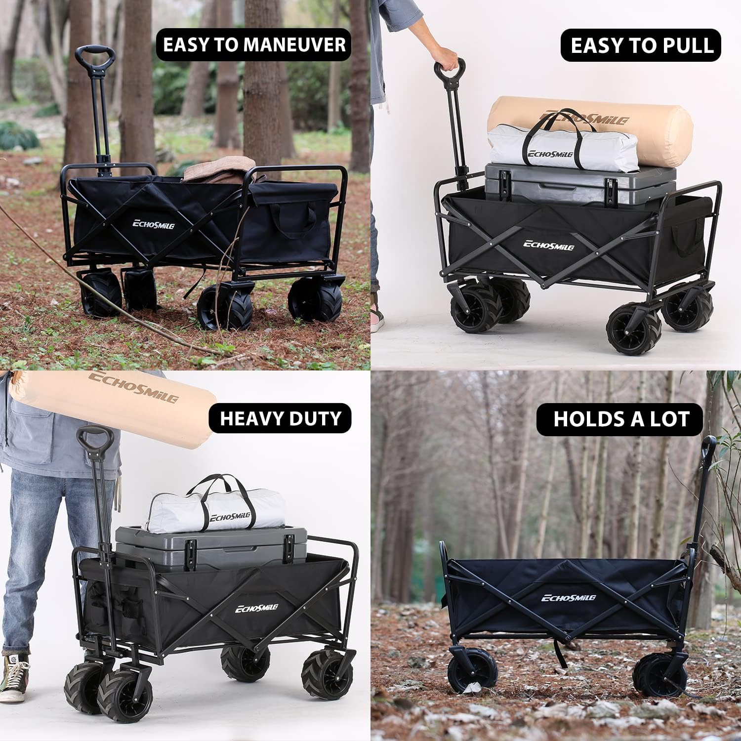 Heavy Duty 350 lb Capacity Foldable Caravan Outdoor Folding Camping Caravan Portable Grocery Cart wourant