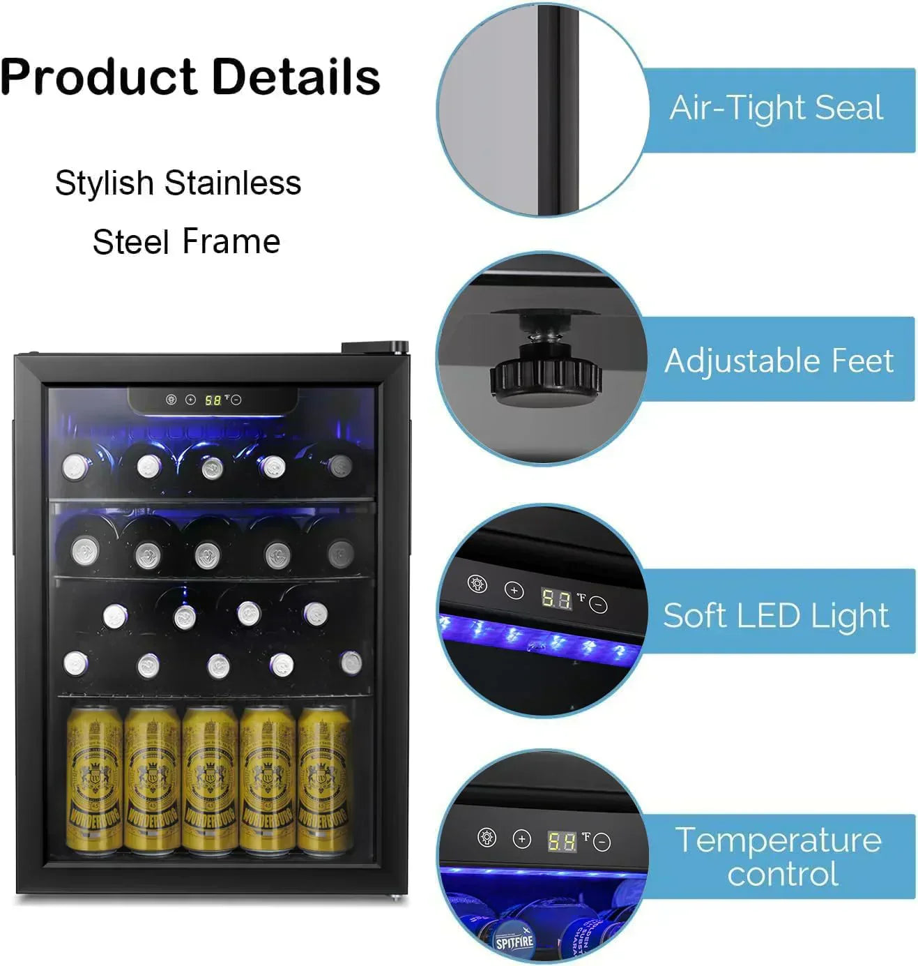 Antarctic Star 26 Bottle 130 Can Wine Cooler/Cabinet Beverage Refrigerator Cellar Beer Clear Glass wourant
